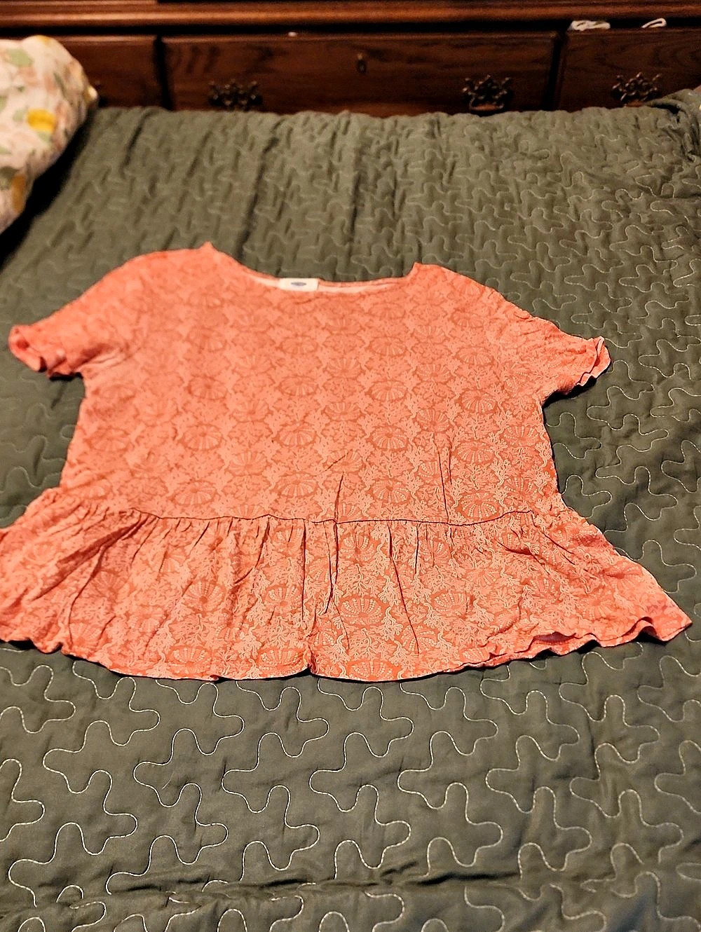 Old Navy Orange Geometric Peplum Top Size Medium